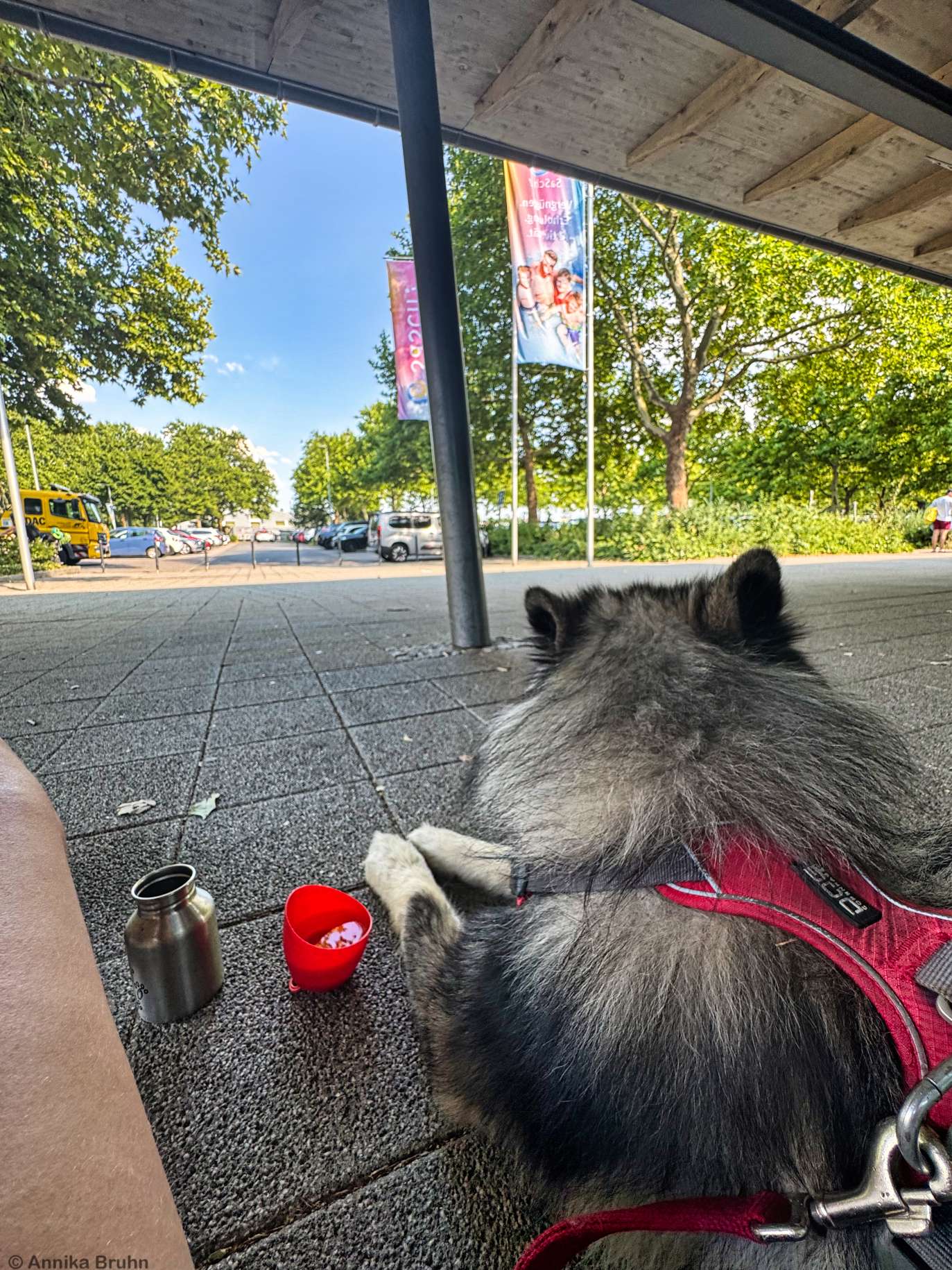 Kleine Pause vor dem Freibad